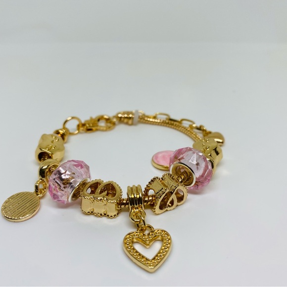 2pcs Gold and Pink Charm Bracelet - Picture 4 of 5